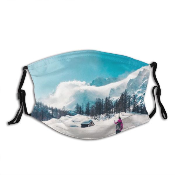 yanfind Cabin Freedom Pursuit Hiking Snowcapped Piedmont Pointing Outdoor Hut Affectionate Leisure Contemplation Dust Washable Reusable Filter and Reusable Mouth Warm Windproof Cotton Face