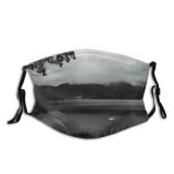 yanfind Lake Calm Evening Clouds Swan Landscapes Mountains Beautiful Tree Grass Outdoors Sky Dust Washable Reusable Filter and Reusable Mouth Warm Windproof Cotton Face
