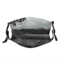 yanfind Lake Calm Evening Clouds Swan Landscapes Mountains Beautiful Tree Grass Outdoors Sky Dust Washable Reusable Filter and Reusable Mouth Warm Windproof Cotton Face