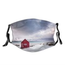 yanfind Ice Europe Wood Cabin Rorbu Solitude Lofoten Snow Islands Norway Beach Scenics Dust Washable Reusable Filter and Reusable Mouth Warm Windproof Cotton Face