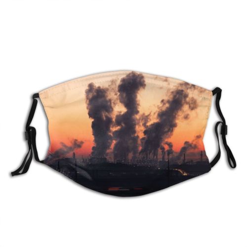 yanfind Industrial Factory Golden Sunset Steam Evening Dawn Exhaust Power Chimney Smog Sun Dust Washable Reusable Filter and Reusable Mouth Warm Windproof Cotton Face