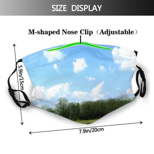 yanfind Natural Cloud Landscape Sky Meadow Pasture Clouds Grassland Shed Daytime Lightblue Trees Dust Washable Reusable Filter and Reusable Mouth Warm Windproof Cotton Face