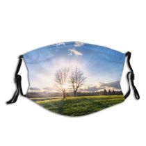 yanfind Field Tranquil Fields Morning Winter Natural Atmospheric Hills Cloud Sunset Landscape Sky Dust Washable Reusable Filter and Reusable Mouth Warm Windproof Cotton Face