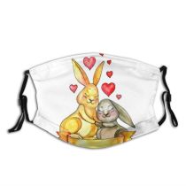 yanfind Isolated Picture Handdrawn Cute Watercolour Wildlife Wedding Fauna Rabbit Handwritten Hugging Valentine Dust Washable Reusable Filter and Reusable Mouth Warm Windproof Cotton Face