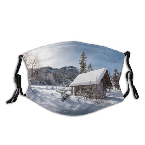 yanfind Country Ski Ice Sport Frost Wood Cabin Skating Landscape Frozen Resort Rink Dust Washable Reusable Filter and Reusable Mouth Warm Windproof Cotton Face
