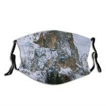 yanfind Idyllic Ice Pine Frosty Mountain Enviroment Snowy Rock Icy Coniferous Frozen Tranquil   Dust Washable Reusable Filter and Reusable Mouth Warm Windproof Cotton Face