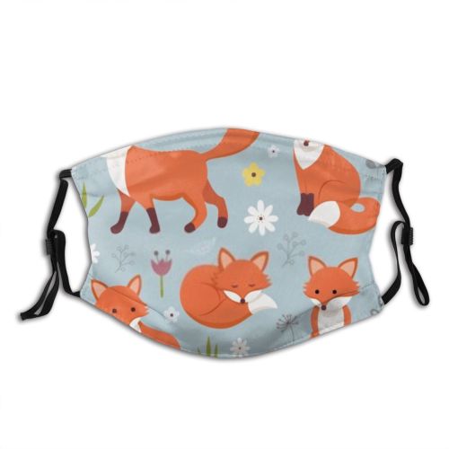 yanfind Isolated Fur Cute Comic Mascot Fox Friendly Colorful Woodland Wildlife Kid Fauna Dust Washable Reusable Filter and Reusable Mouth Warm Windproof Cotton Face
