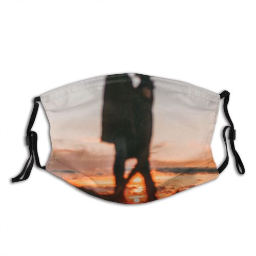 yanfind Idyllic Warm Couple Shore Coast Vibrant Romantic Affection Calm Fondness Sunset Evening Dust Washable Reusable Filter and Reusable Mouth Warm Windproof Cotton Face