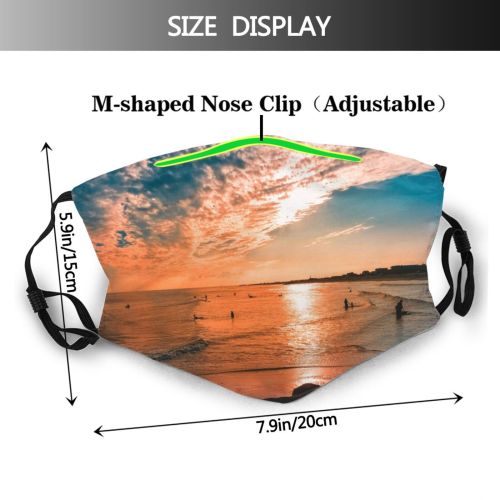 yanfind Idyllic Shore Coast Afterglow Oceanside Sunset Night Seaside Dawn Waves Sea Clouds Dust Washable Reusable Filter and Reusable Mouth Warm Windproof Cotton Face
