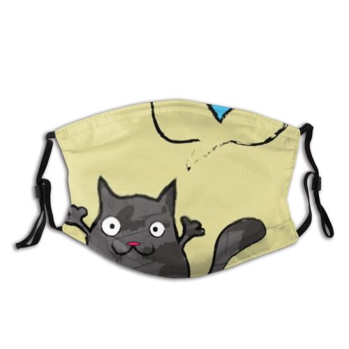yanfind Crazy Romance Lovely Cat Goofy Cute Dot Kitty Cuteness Staring Doodle Child Dust Washable Reusable Filter and Reusable Mouth Warm Windproof Cotton Face