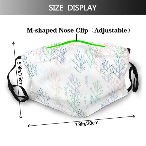 yanfind Abstract Picture Cute Tender Seamless Colorful Mood Wedding Summer Twig Coral Design Dust Washable Reusable Filter and Reusable Mouth Warm Windproof Cotton Face