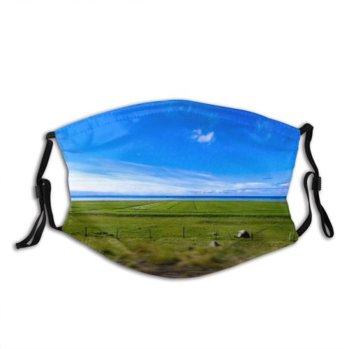 yanfind Idyllic Fair Farm Pasture Motion Farmland Field Clouds Lawn Tranquil Scenery Rural Dust Washable Reusable Filter and Reusable Mouth Warm Windproof Cotton Face