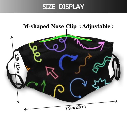 yanfind Abstract Isolated Cute Seamless Doodle Vintage Ornament Direction Design Archery Bow Art Dust Washable Reusable Filter and Reusable Mouth Warm Windproof Cotton Face