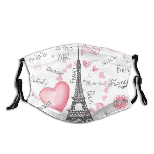 yanfind France Vacation Eiffel Cute Tour Paris Old European Wedding Doodle Tourism Capital Dust Washable Reusable Filter and Reusable Mouth Warm Windproof Cotton Face