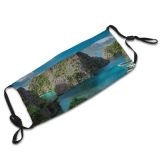 yanfind Idyllic Tropical Coast Vacation Daylight Rock Sea Formations Beach Tourism Island Mountains Dust Washable Reusable Filter and Reusable Mouth Warm Windproof Cotton Face