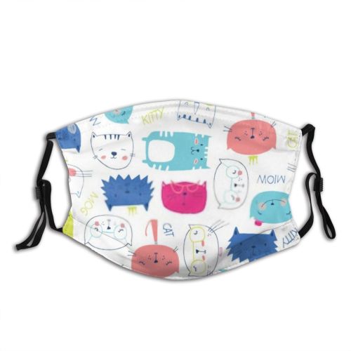 yanfind Isolated Congratulation Fashion Cat Cute Seamless Nursery Coloring Doodle Child Fat Baby   Dust Washable Reusable Filter and Reusable Mouth Warm Windproof Cotton Face