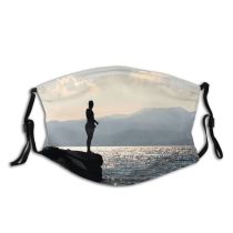 yanfind Lake Evening Recreation Sea Beach Albania Backlit Mountains Sun Ripples Outdoors Reflection Dust Washable Reusable Filter and Reusable Mouth Warm Windproof Cotton Face