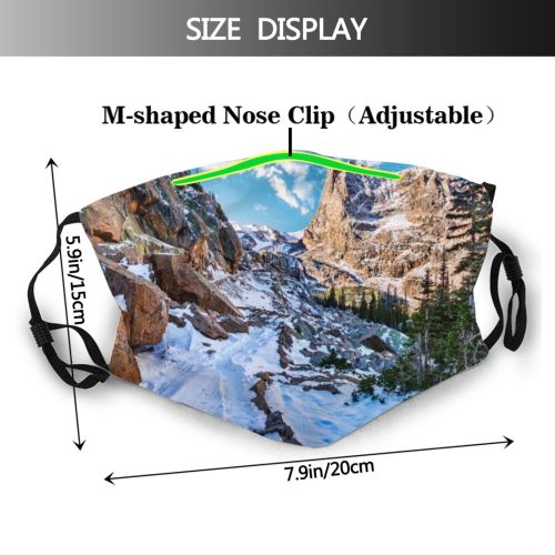 yanfind Ice America Range Landscape Tranquility Peak Tree Evergreen Rocky Place Snow Snowcapped Dust Washable Reusable Filter and Reusable Mouth Warm Windproof Cotton Face