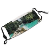 yanfind Idyllic Daylight Forest River Beautiful Paradise Turquoise Grass Trees Outdoors Sky Summer Dust Washable Reusable Filter and Reusable Mouth Warm Windproof Cotton Face