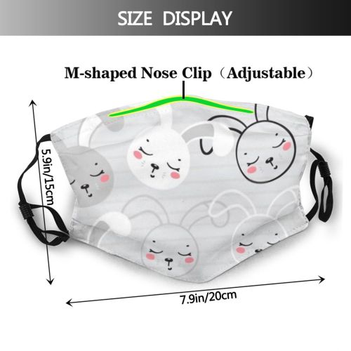 yanfind Childish Kawaii Little Cute Easter Seamless Hare Nursery Rabbit Contour Doodle Baby Dust Washable Reusable Filter and Reusable Mouth Warm Windproof Cotton Face