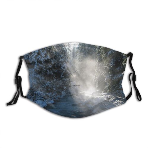 yanfind Winter Watercourse Landscape Sky Tree Ice Winter Natural Atmospheric Freezing Snow Snow Dust Washable Reusable Filter and Reusable Mouth Warm Windproof Cotton Face