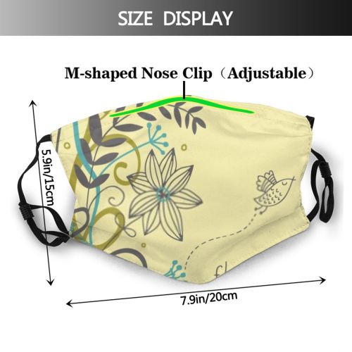 yanfind Abstract Garden Decor Bird Cute Summer Vintage Ornament Design Beautiful Modern Sweet Dust Washable Reusable Filter and Reusable Mouth Warm Windproof Cotton Face
