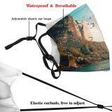 yanfind Idyllic Shore Coast Mountain Rock Sea Geological Daytime Formations Tranquil Geology Scenery Dust Washable Reusable Filter and Reusable Mouth Warm Windproof Cotton Face