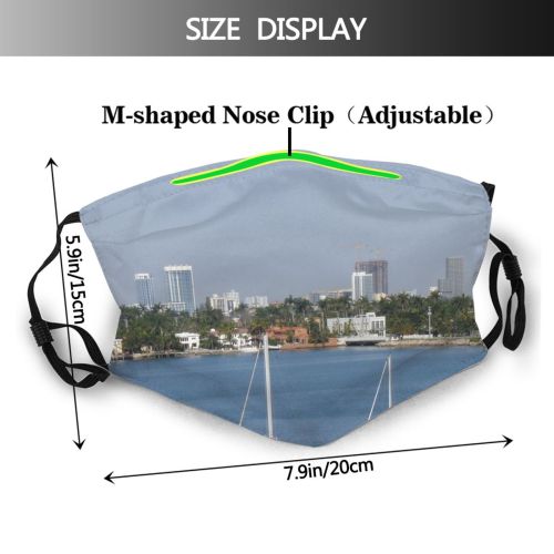 yanfind Harbor Vehicle Sailboat Skyscraper Biscayne Skylines Sailboats Boat Pool Sky Skyscrapers City Dust Washable Reusable Filter and Reusable Mouth Warm Windproof Cotton Face