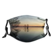 yanfind Winter Landscape Sky Reflection Beautiful Lake Ice Tree Natural Morning Horizon Evening Dust Washable Reusable Filter and Reusable Mouth Warm Windproof Cotton Face