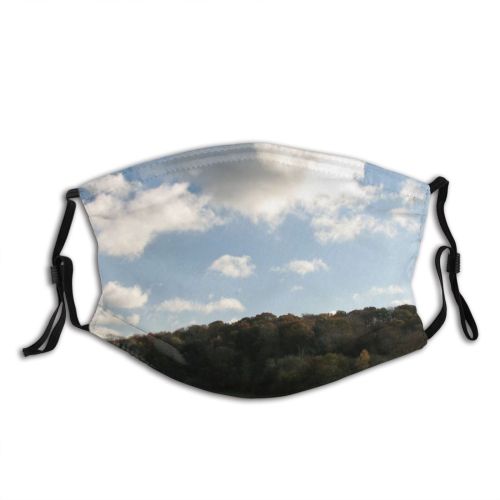 yanfind Field Sky Natural Autumn Cloud Landscape Sky Pasture Clouds Grassland Tree Countryside Dust Washable Reusable Filter and Reusable Mouth Warm Windproof Cotton Face