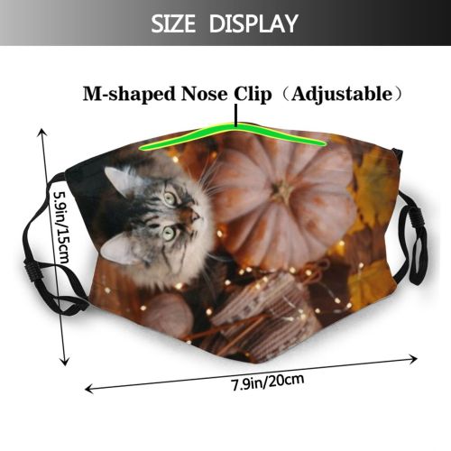 yanfind Lay Looks Horror Yarn Halloween Thanksgiving Cat Kitty Cute Warm Cozy Wooden Dust Washable Reusable Filter and Reusable Mouth Warm Windproof Cotton Face