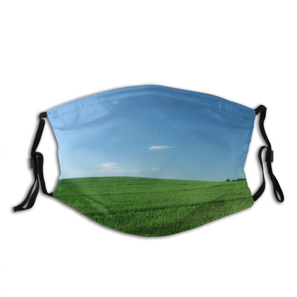 yanfind Field Summer Sky Meadow Tree Landscapes Grassland Spring Sky Grass Field Landscape Dust Washable Reusable Filter and Reusable Mouth Warm Windproof Cotton Face