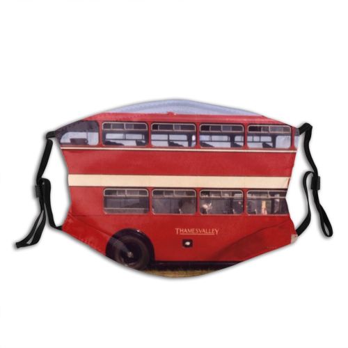 yanfind Coach Bus Vehicle Transport London Trolleybus Motor Classic Decker Public Vintage Vehicle Dust Washable Reusable Filter and Reusable Mouth Warm Windproof Cotton Face