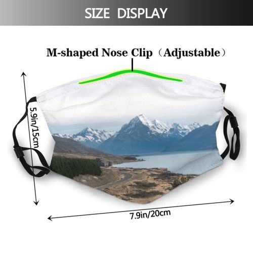 yanfind Idyllic Daylight Mountain Explore Road Sea Tranquil Capped Mountains Grass Snow Outdoors Dust Washable Reusable Filter and Reusable Mouth Warm Windproof Cotton Face