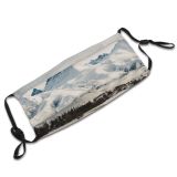 yanfind Idyllic Ice Glacier Daylight Frost Mountain Gloomy Snowy Clouds Frozen Tranquil High Dust Washable Reusable Filter and Reusable Mouth Warm Windproof Cotton Face