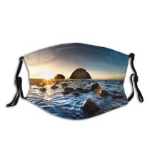 yanfind Idyllic Shore Coast Oceanside Sunset Seaside Dawn Sea Beach Surf Tranquil Scenery Dust Washable Reusable Filter and Reusable Mouth Warm Windproof Cotton Face