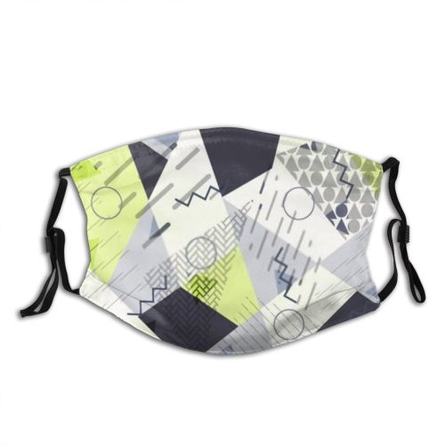 yanfind Abstract Fashion Multicolored Striped Postmodernism Cute Futuristic Memphis Promo Minimalism Collage Design   Dust Washable Reusable Filter and Reusable Mouth Warm Windproof Cotton Face