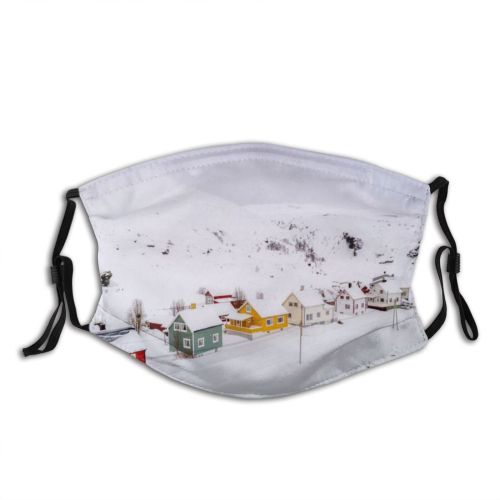 yanfind Ice Europe Finnmark Wood Cabin Scandinavia Landscape Norwegian Tranquility Island Lifestyles Polar Dust Washable Reusable Filter and Reusable Mouth Warm Windproof Cotton Face