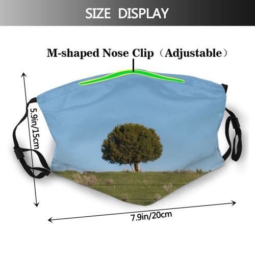 yanfind Field Landscape Grassland Alone Field Vegetation Natural Sky Tree Grass Tree Pasture Dust Washable Reusable Filter and Reusable Mouth Warm Windproof Cotton Face