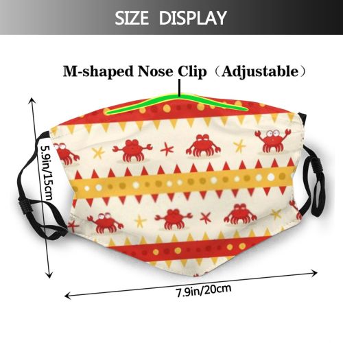 yanfind Abstract Decor Life Stripe Striped Vacation Comic Cute Seamless Colorful Seafood Wildlife Dust Washable Reusable Filter and Reusable Mouth Warm Windproof Cotton Face