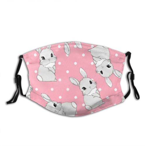 yanfind Childish Little Cute Easter Friendly Seamless Trendy Hare Pastel Rabbit Cheerful Child Dust Washable Reusable Filter and Reusable Mouth Warm Windproof Cotton Face