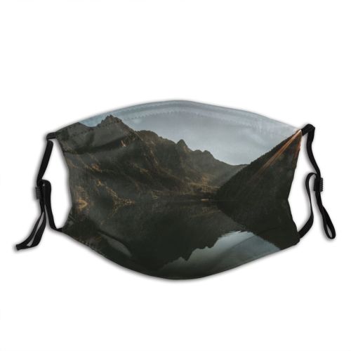 yanfind Lake Daylight Sunset Evening Hike Dawn Mountain Mountains Sun Peak Valley Desktop Dust Washable Reusable Filter and Reusable Mouth Warm Windproof Cotton Face