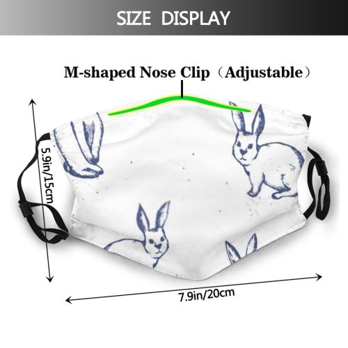 yanfind Cute Easter Seamless Hare Natural Rabbit Scribble Delicate Vintage Design Beautiful Art Dust Washable Reusable Filter and Reusable Mouth Warm Windproof Cotton Face