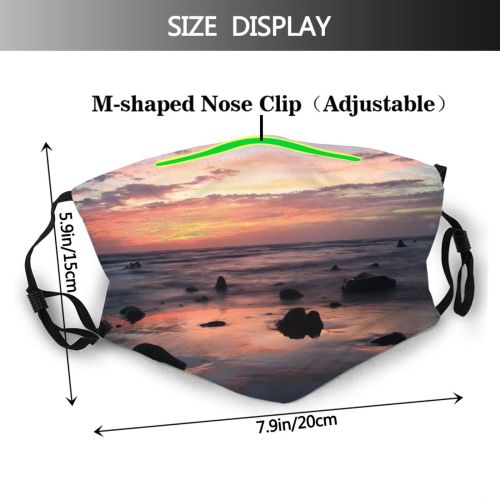 yanfind Lake Golden Sunset Evening Dawn Waves Sea Beach Sun Cloud Dusk Rocks Dust Washable Reusable Filter and Reusable Mouth Warm Windproof Cotton Face
