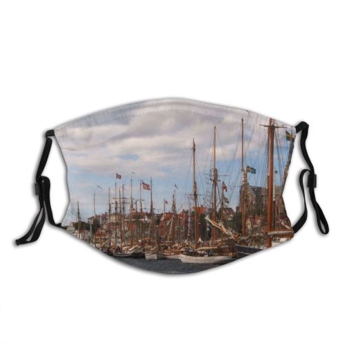 yanfind Tall Sail Watercraft Mast Windjammer Boats Flags Barque Vehicle Ship Ship Nautical Dust Washable Reusable Filter and Reusable Mouth Warm Windproof Cotton Face