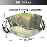 yanfind Ice Frost Cabin Snowdrift Sunset Landscape Coniferous Frozen Rural Tree Scene Snow Dust Washable Reusable Filter and Reusable Mouth Warm Windproof Cotton Face