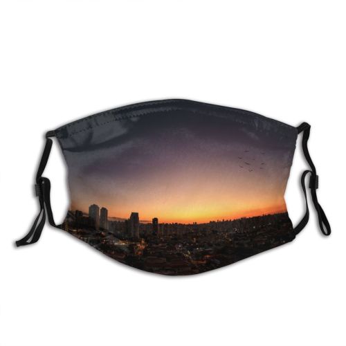 yanfind Idyllic Sunset Dawn Urban Scenery Free Crescent Architecture Outdoors Sky Clear Dusk Dust Washable Reusable Filter and Reusable Mouth Warm Windproof Cotton Face