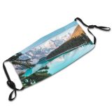 yanfind Idyllic Shot Foliage Lake Vacation Calm Wide Mountain Daytime Peaks Picturesque Scenery Dust Washable Reusable Filter and Reusable Mouth Warm Windproof Cotton Face