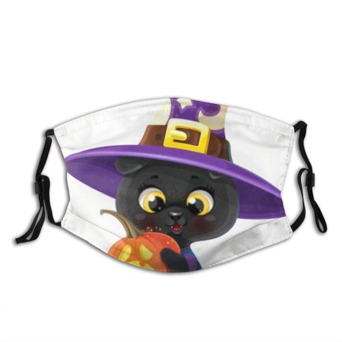 yanfind Horror Moon Fur Halloween Little Cat Cute Smiling Cheerful Lantern Autumn Magic Dust Washable Reusable Filter and Reusable Mouth Warm Windproof Cotton Face