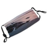 yanfind Idyllic Calm Dawn Sea Beach Tranquil Scenery Mountains Outdoors Sky Dusk Peaceful Dust Washable Reusable Filter and Reusable Mouth Warm Windproof Cotton Face